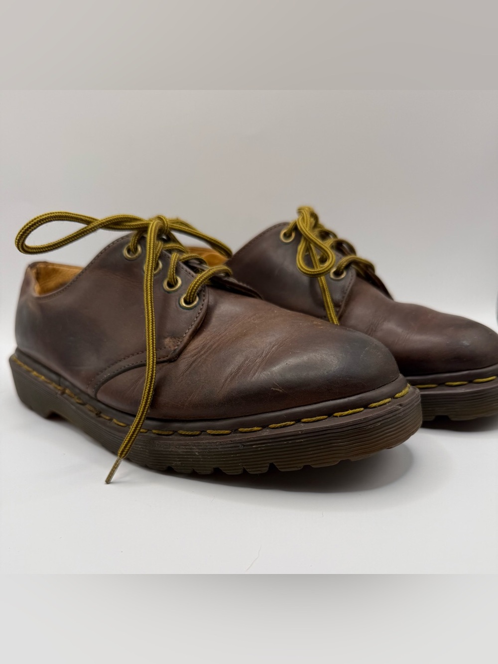 Vintage 90s Dr. Martens Made in England Brown Leather Oxfords Derby Shoes Docs